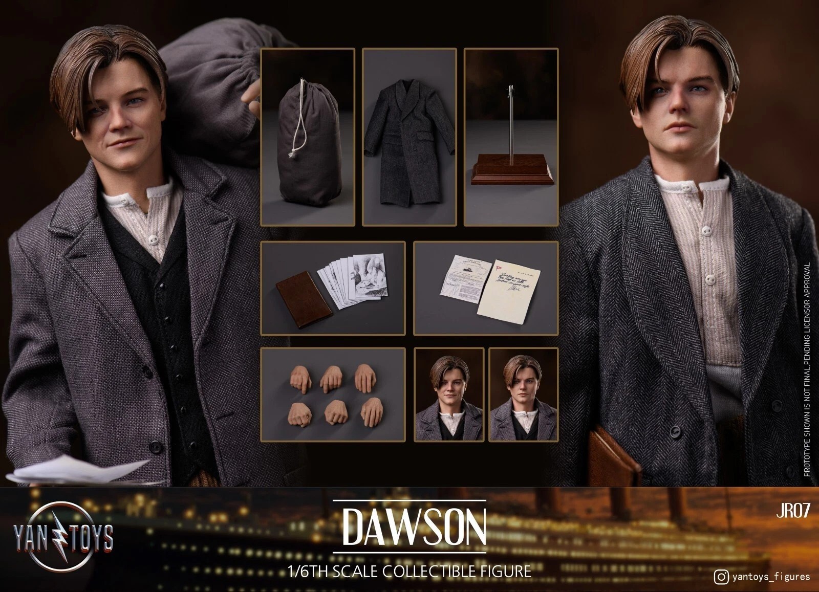 New YANTOYS JR07 1/6 Jack Dawson Leonardo 12" Action Figure in stock