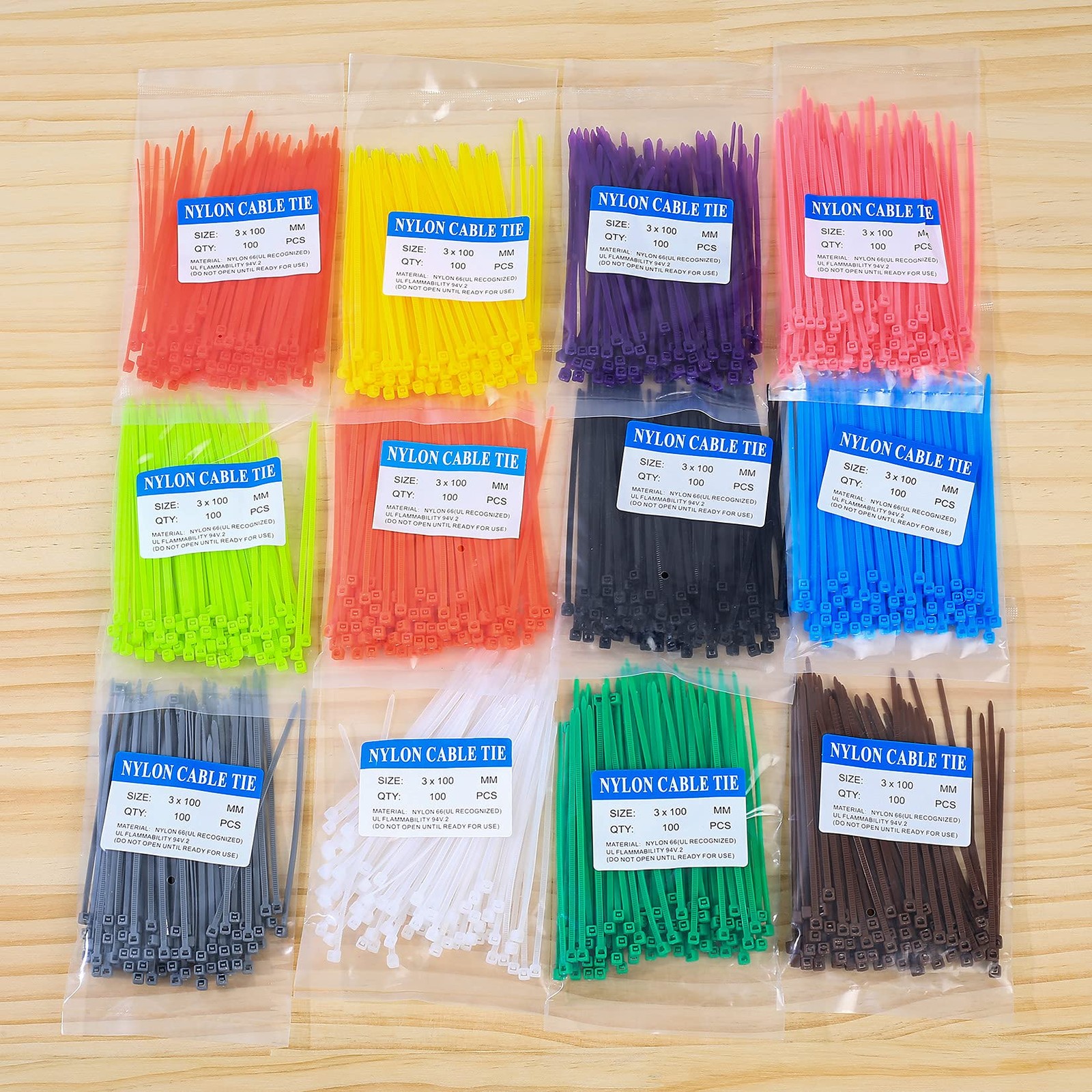 HexinYigjly1200 Pcs Mixed Colored Zip Ties, 4 Inch Multicolor Self-Locking Ny...