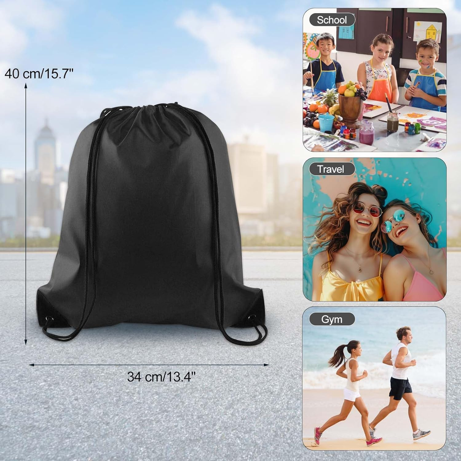 KUUQA 2 Pcs Drawstring Backpack Bags Sports Cinch Sack String Backpack Storage B