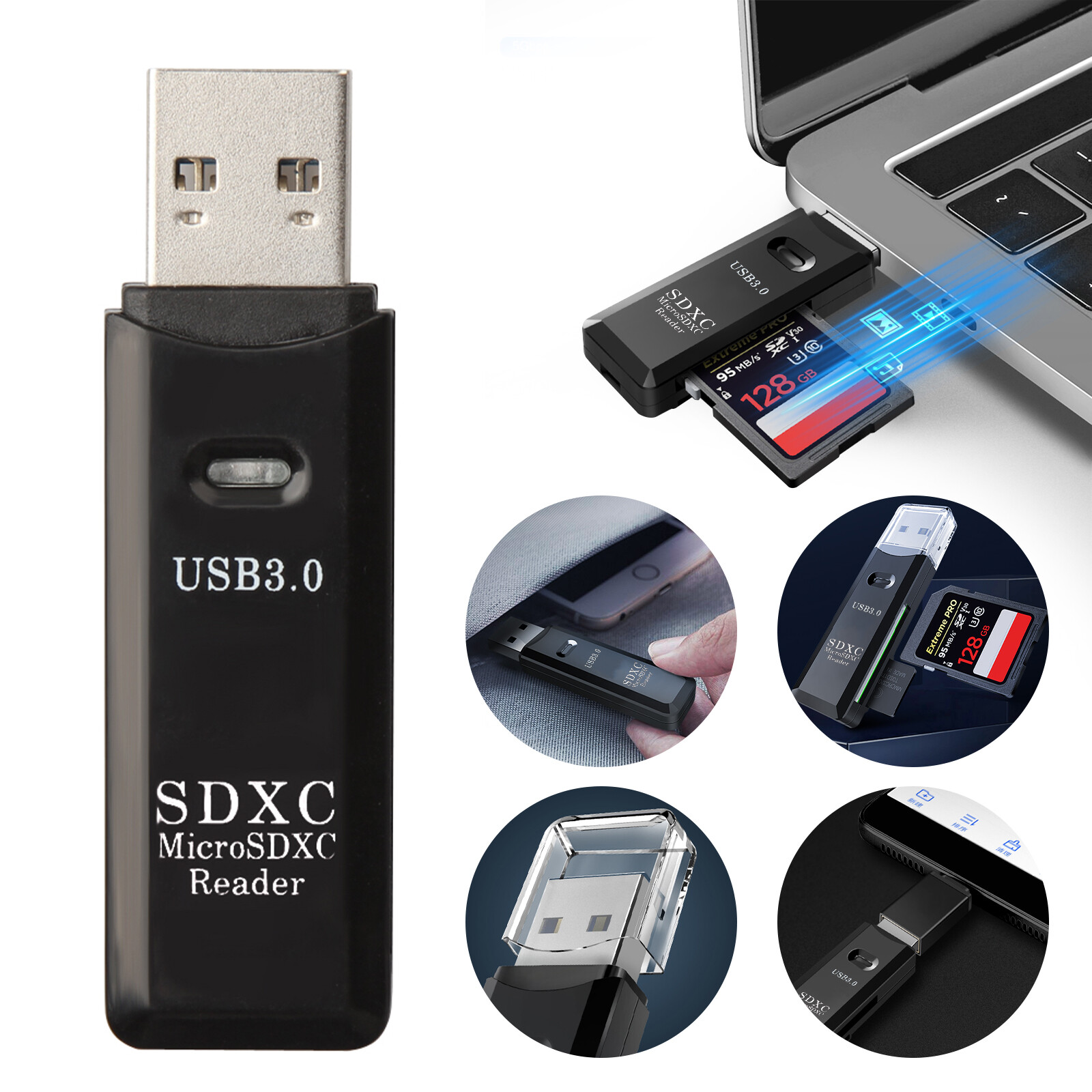 USB 3.0 High Speed Card Reader Adapter for Micro SD SDXC TF T-Flash Memory Card