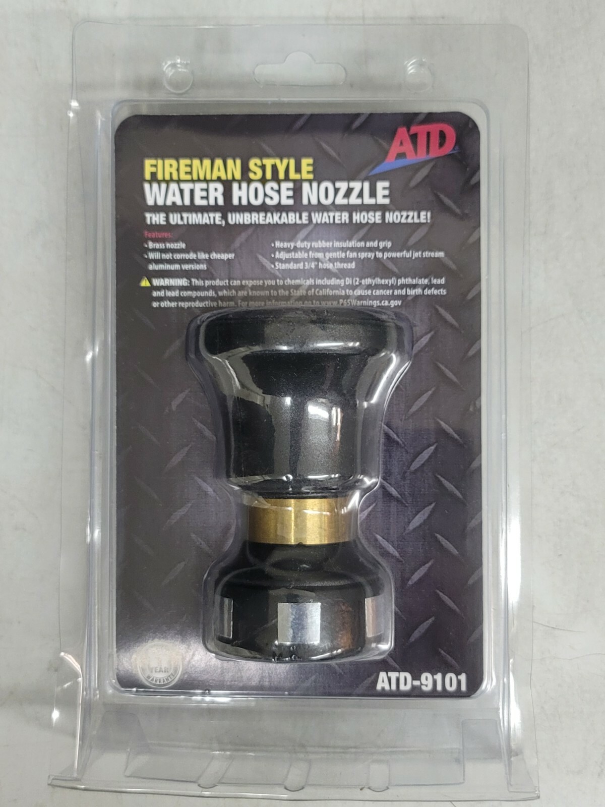 ATD Heavy Duty Fireman Style Brass Adjustable Water/ Garden Hose Nozzle #9101