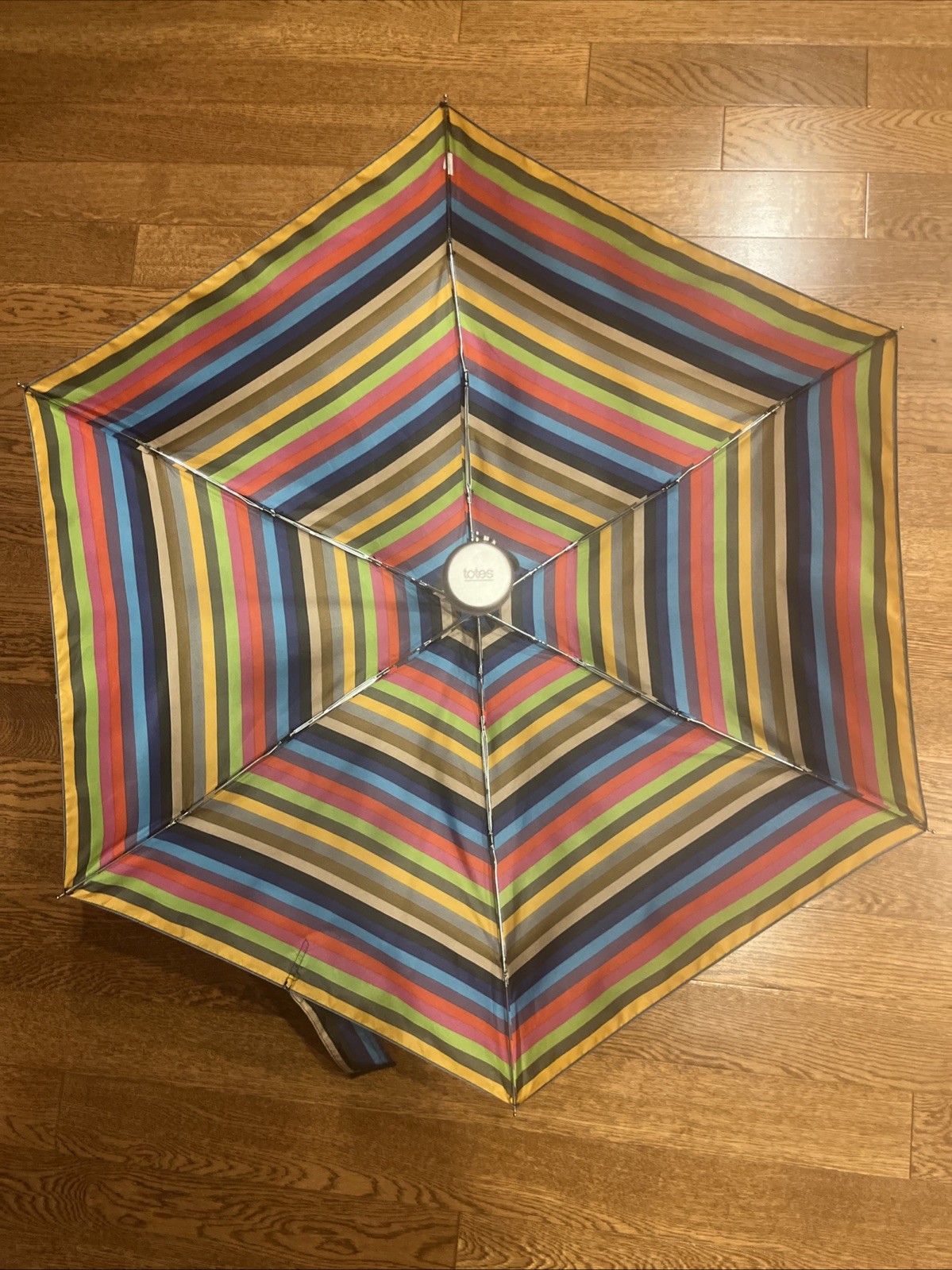 TOTES Travel Size Umbrella Multicolor Stripes