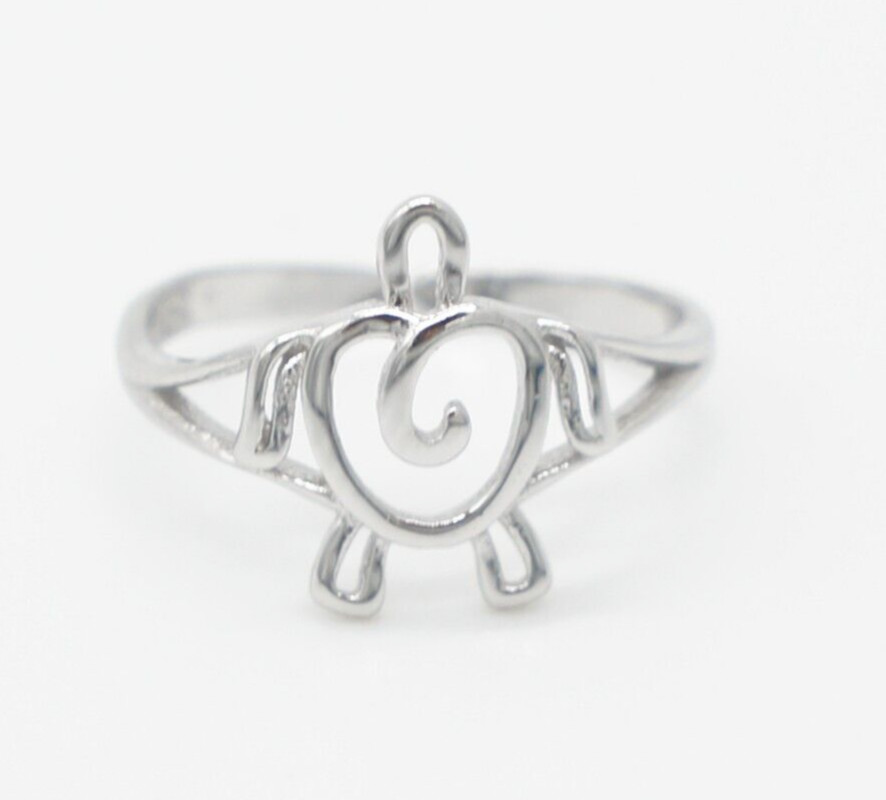 Solid 925 Sterling Silver Adjustable Toe Ring Jewelry - Hawaiian Mana Turtle