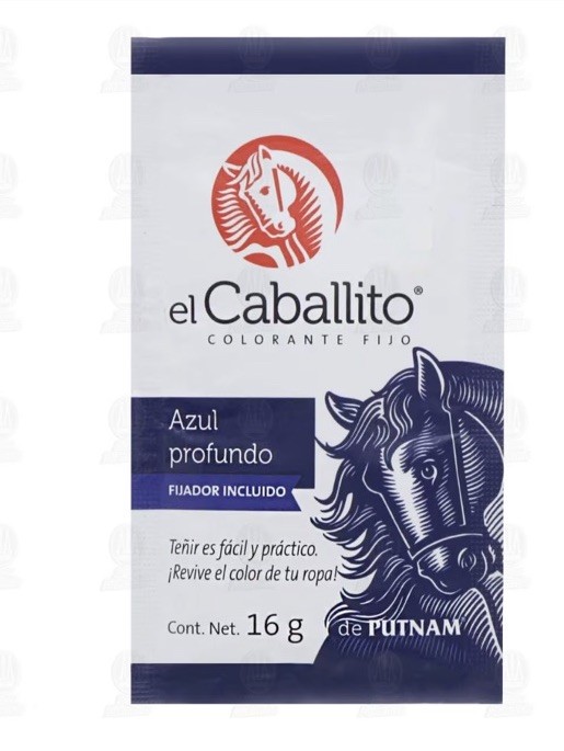 1 - SOBRE COLORANTE PINTURA PARA ROPA EL CABALLITO COLOR AZUL PROFUNDO 16G