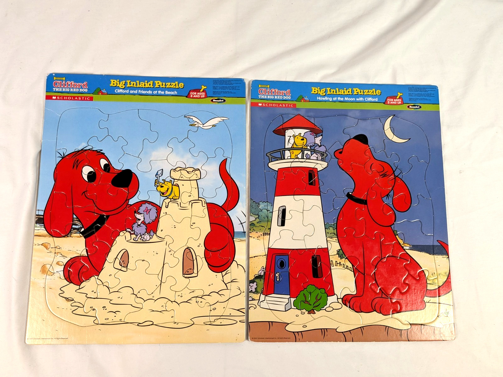 Lot of 2 Clifford The Big Red Dog Big Inlaid Puzzles RoseArt Scholastic