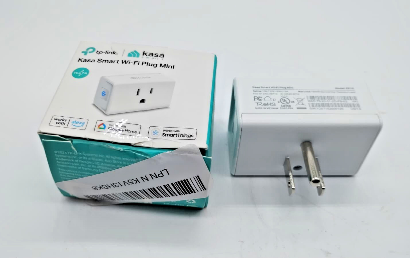 Kasa Smart Plug Ultra Mini 15A Wi-Fi Outlet Alexa & Google Home Compatible White