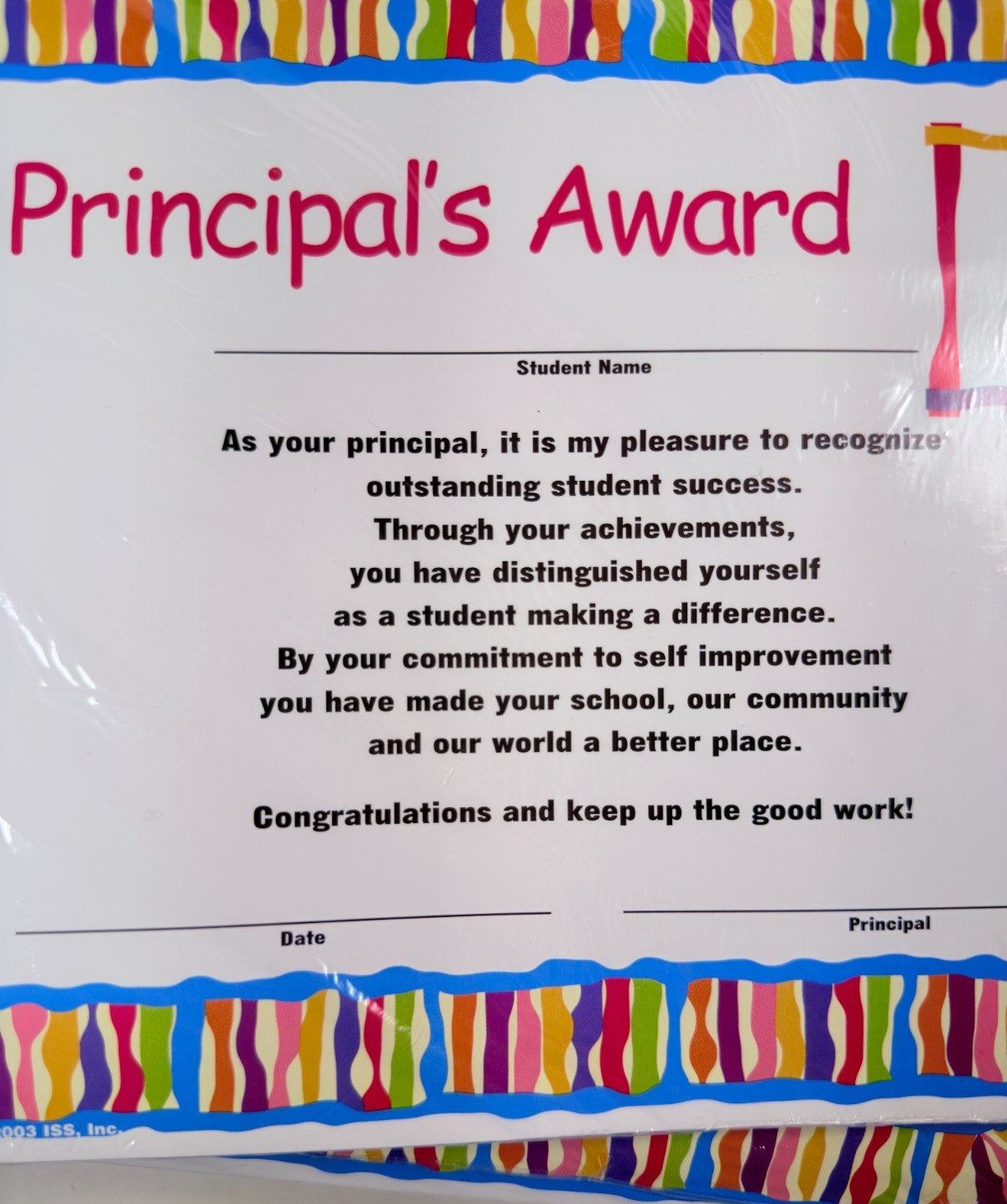 Principal Award Certificates 2003/2012 Inter-state Studio Lot of 4 Packets