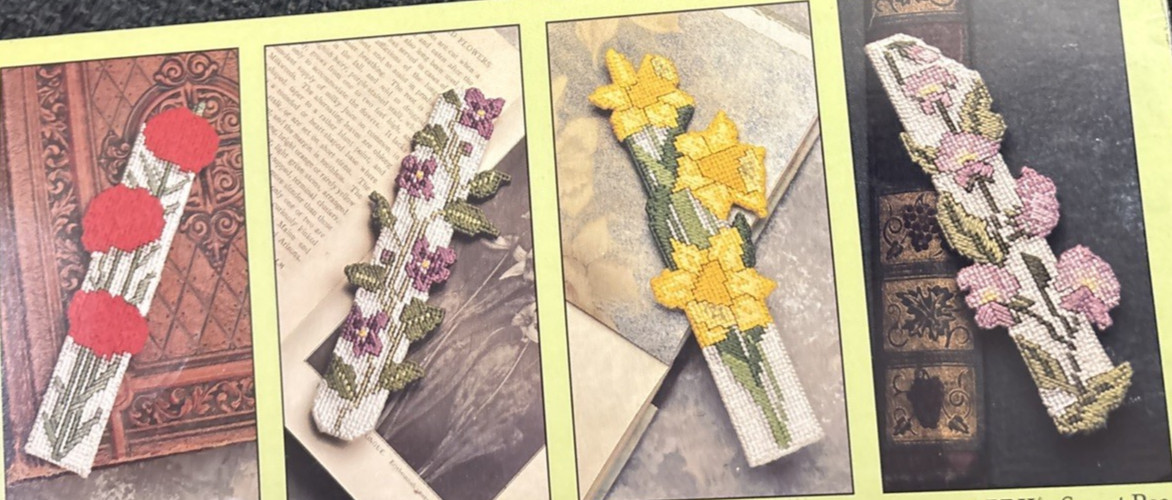 Vtg Rare Annie's Attic Birthday Flower Bookmarks Needlepoint Pattern '92 Bk87B79