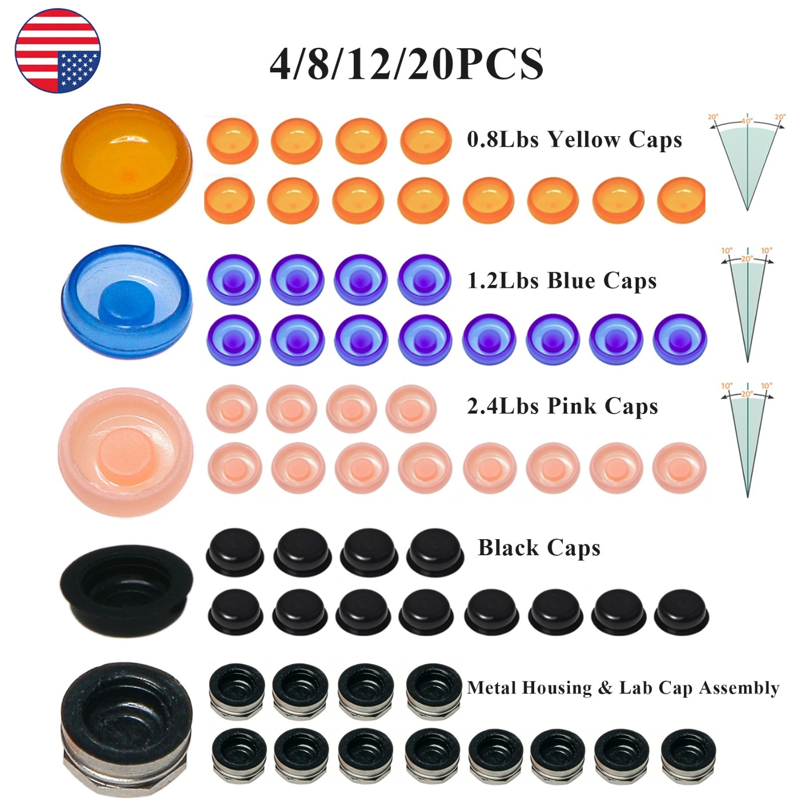 US Dental Overdenture Locator Abutment Implant Retention Cap 4/8/12/20Pcs