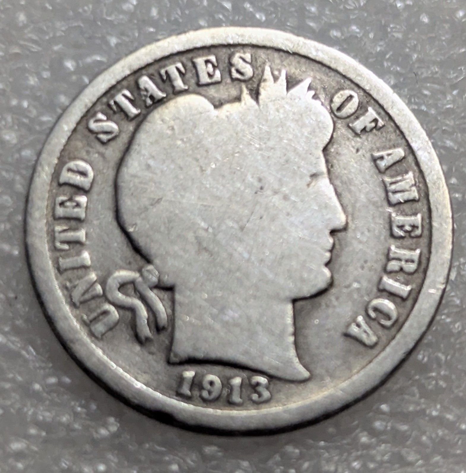 1913 Barber Dime US America 90% Silver #311