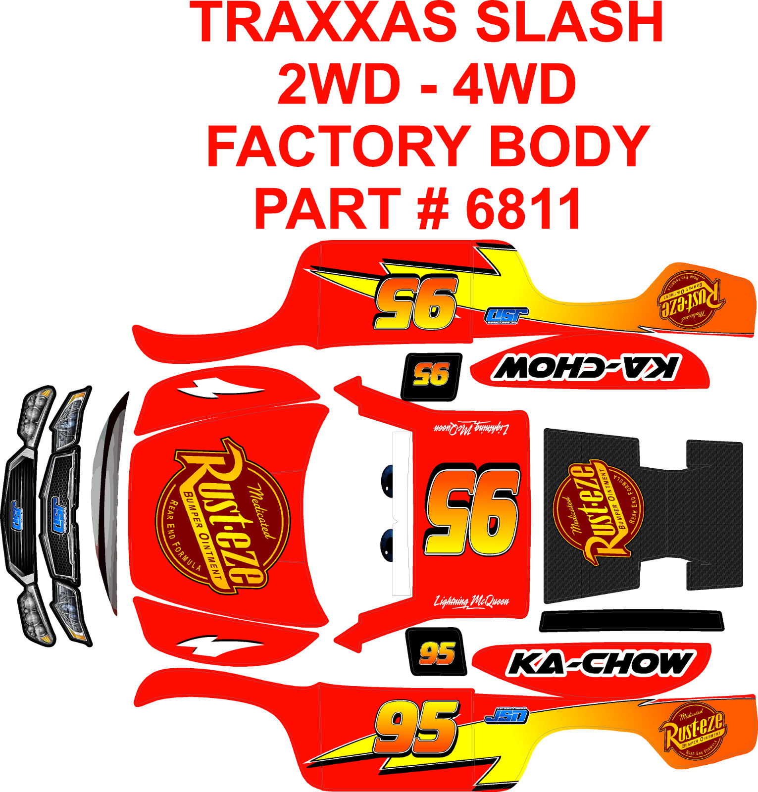 LMAC QUEEN Theme wrap decals STOCK 1X10 2WD-4WD TRAXXAS #6811 SLASH BODY 1X10