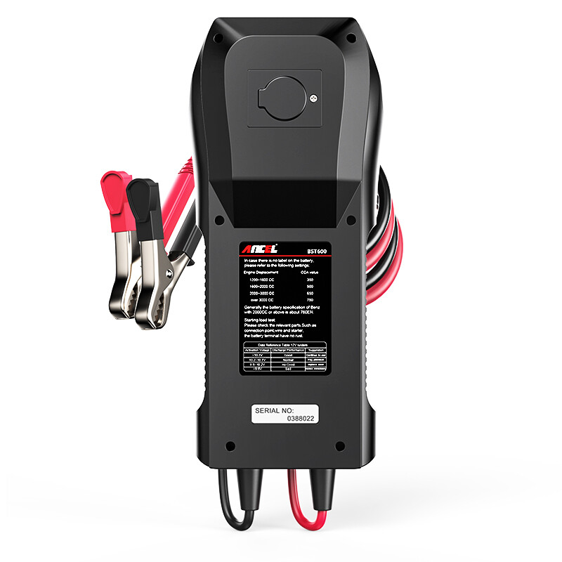 ANCEL BST600 Car Battery Tester with Printer - 12V/24V, 100-2000 CCA, Black