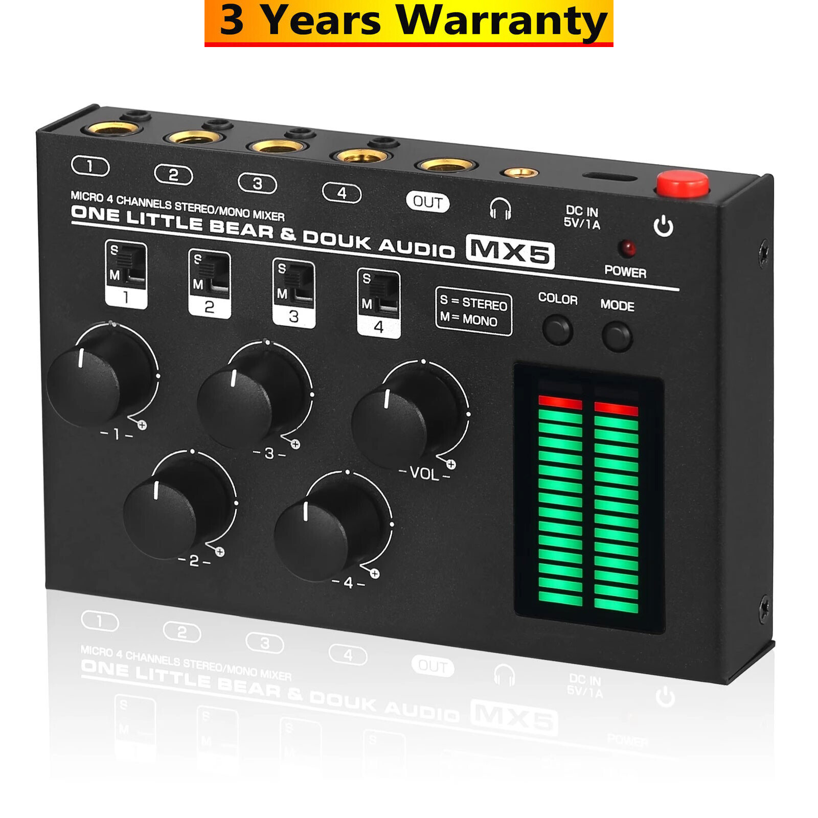 One Little Bear MX5 Mono/Stereo 4 Channel Mixer Ultra Low Noise Linear Mixer