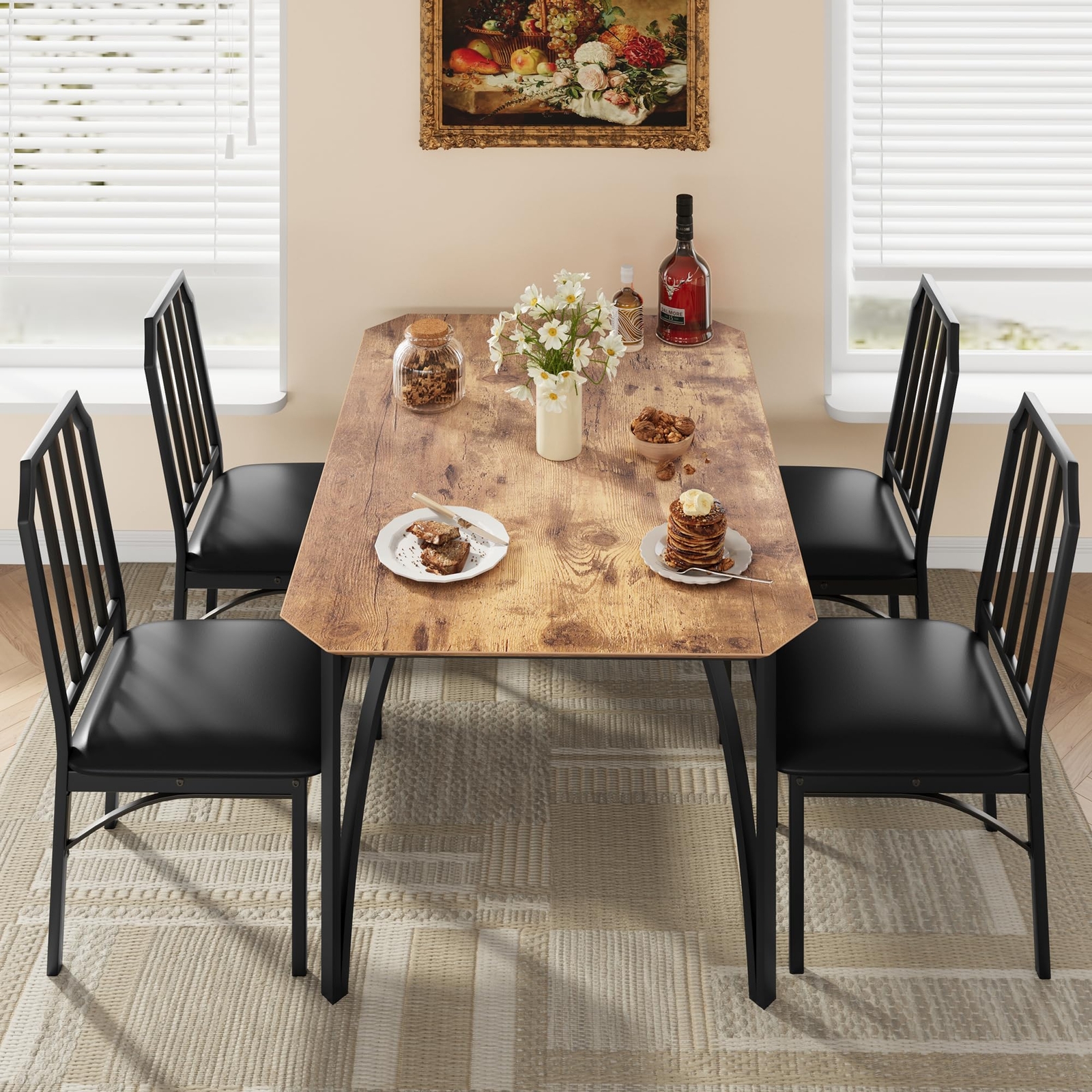5 Piece Dining Room Table Set ,Home Kitchen Table and Chairs for Small Space NEW