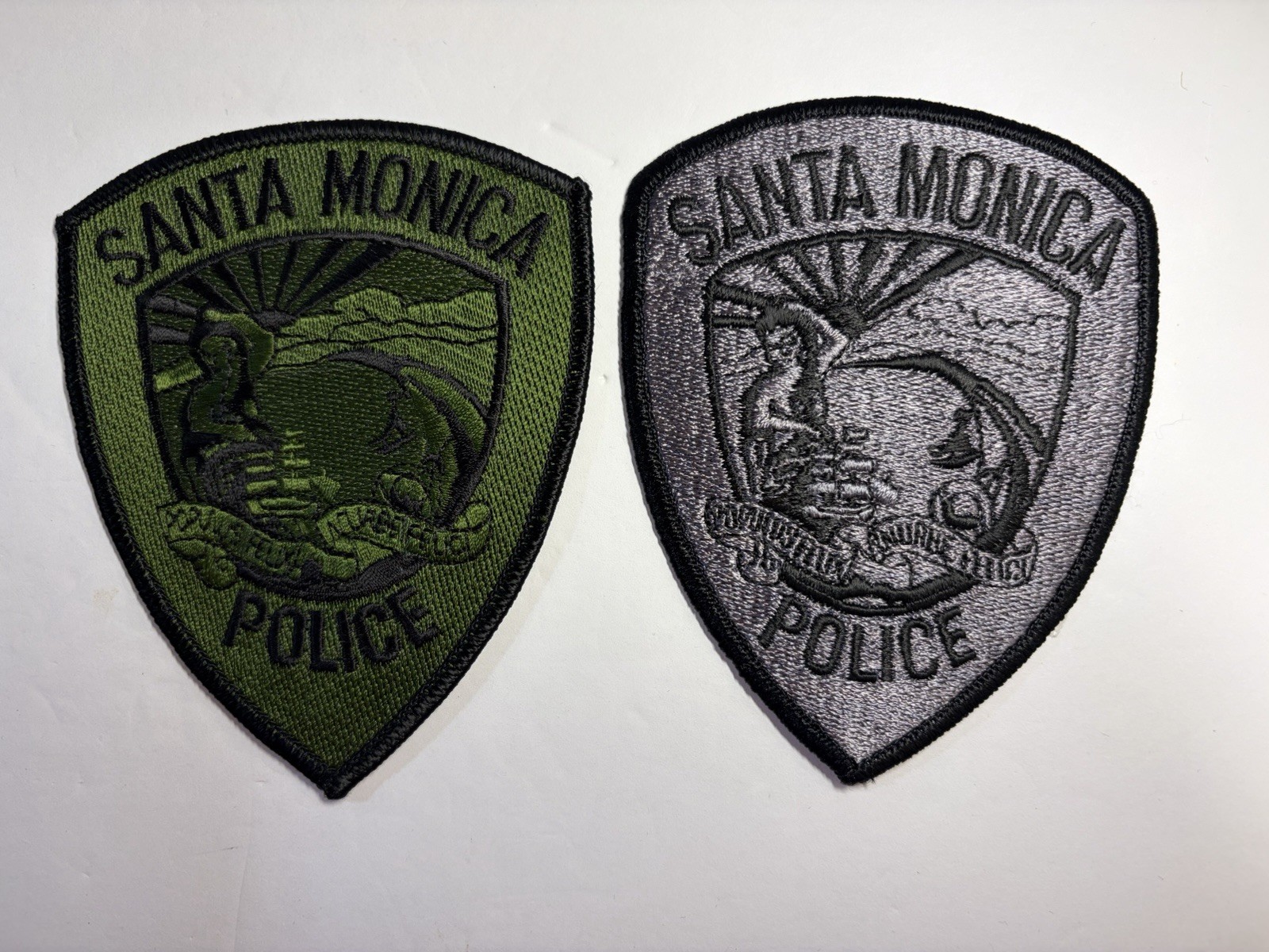 CALIFORNIA SANTA MONICA POLICE SUBDUED SWAT PATCH SET LOS ANGELES COUNTY #D33
