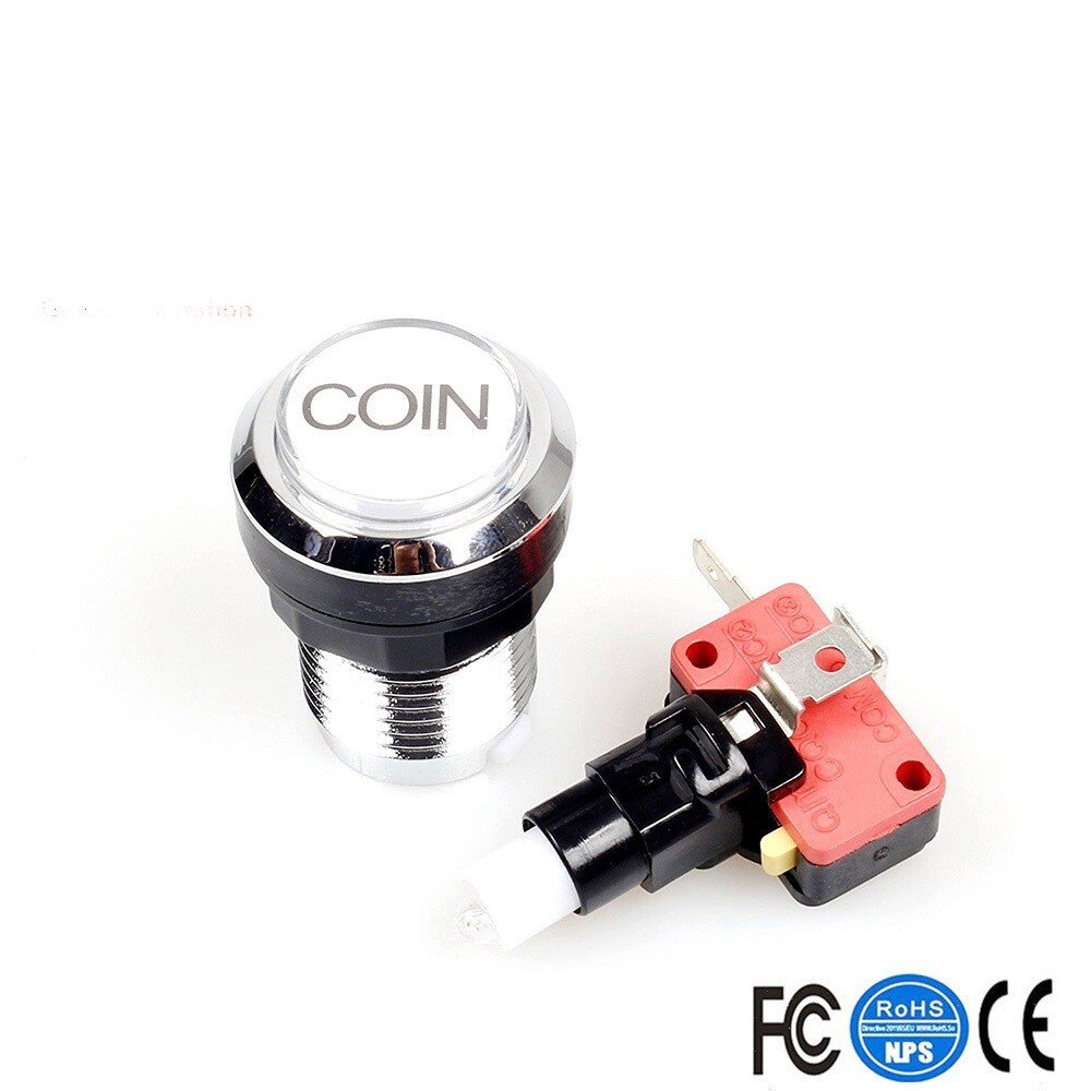 silver plated arcade button led illuminated push button start button coin button