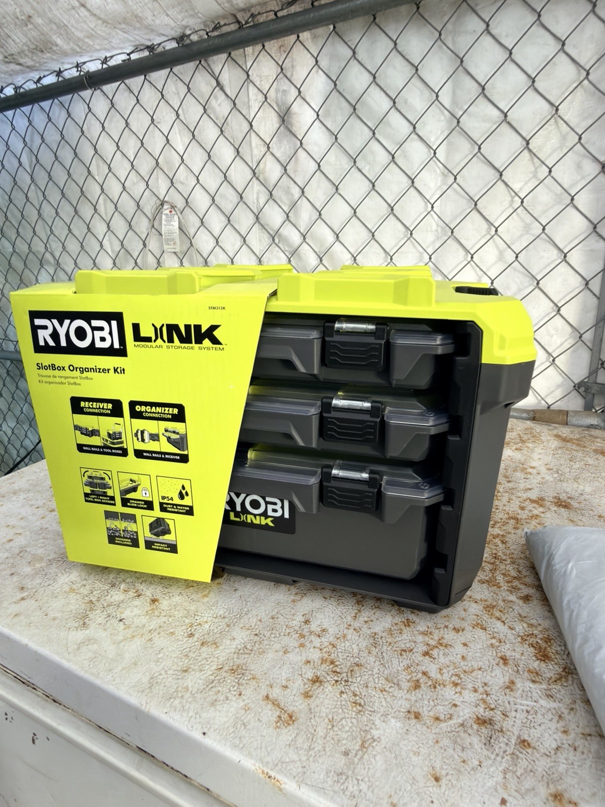 Ryobi LINK SlotBox Organizer Kit 4-Piece Tool Organizer Black/Yellow IP54