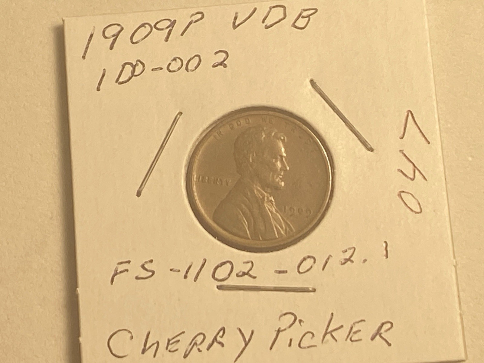 1909 VDB DDO-002 CHERRY PICKER COIN 047