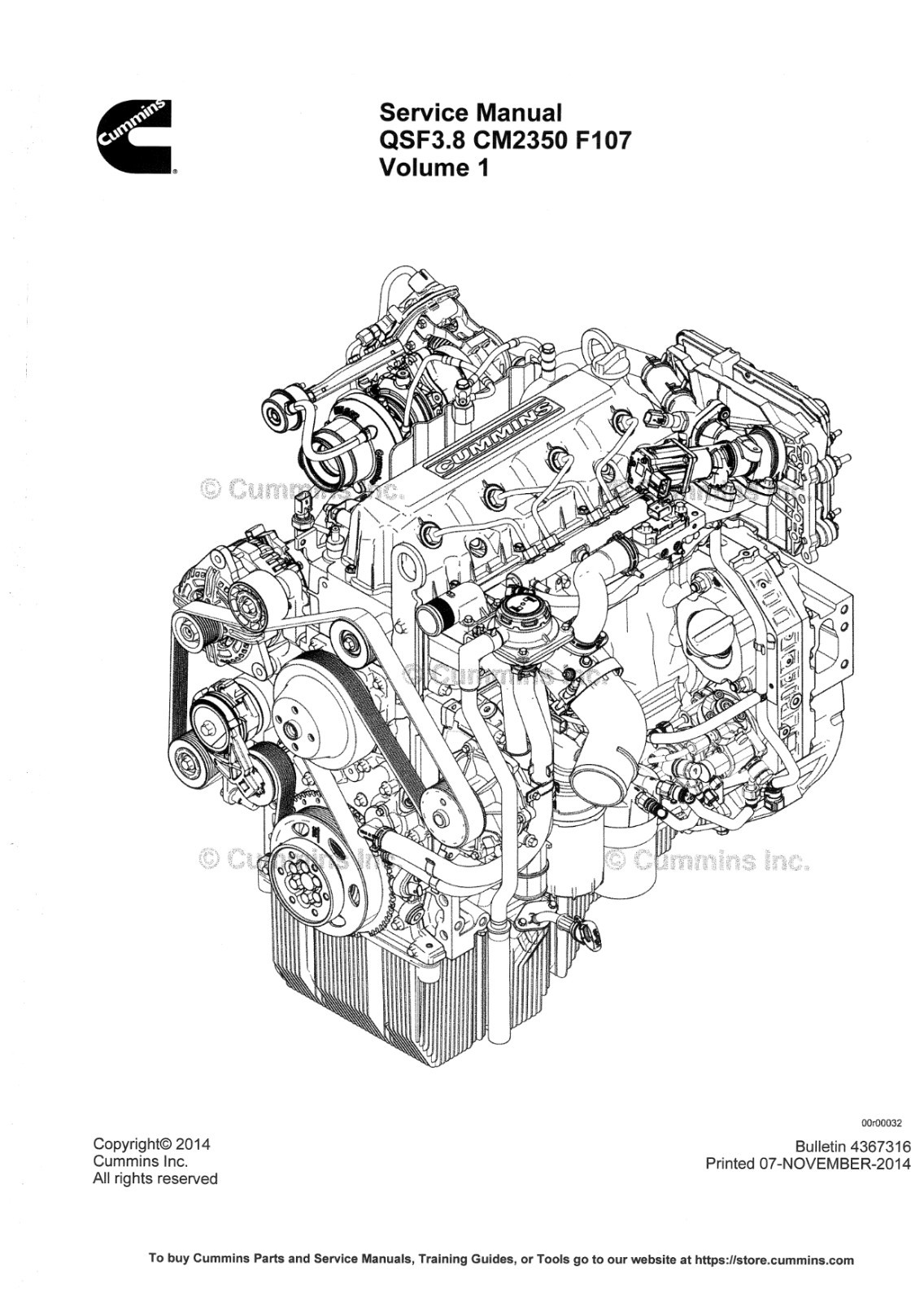 Cummins QSF 3.8 CM2350 F107 Engine Service Repair Manual VOL1 and VOL2 4367316