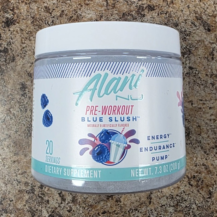 Alani Nu Blue Slush Sugar-Free Pre-Workout Powder 20 Servings 7.3 oz Exp 09/26
