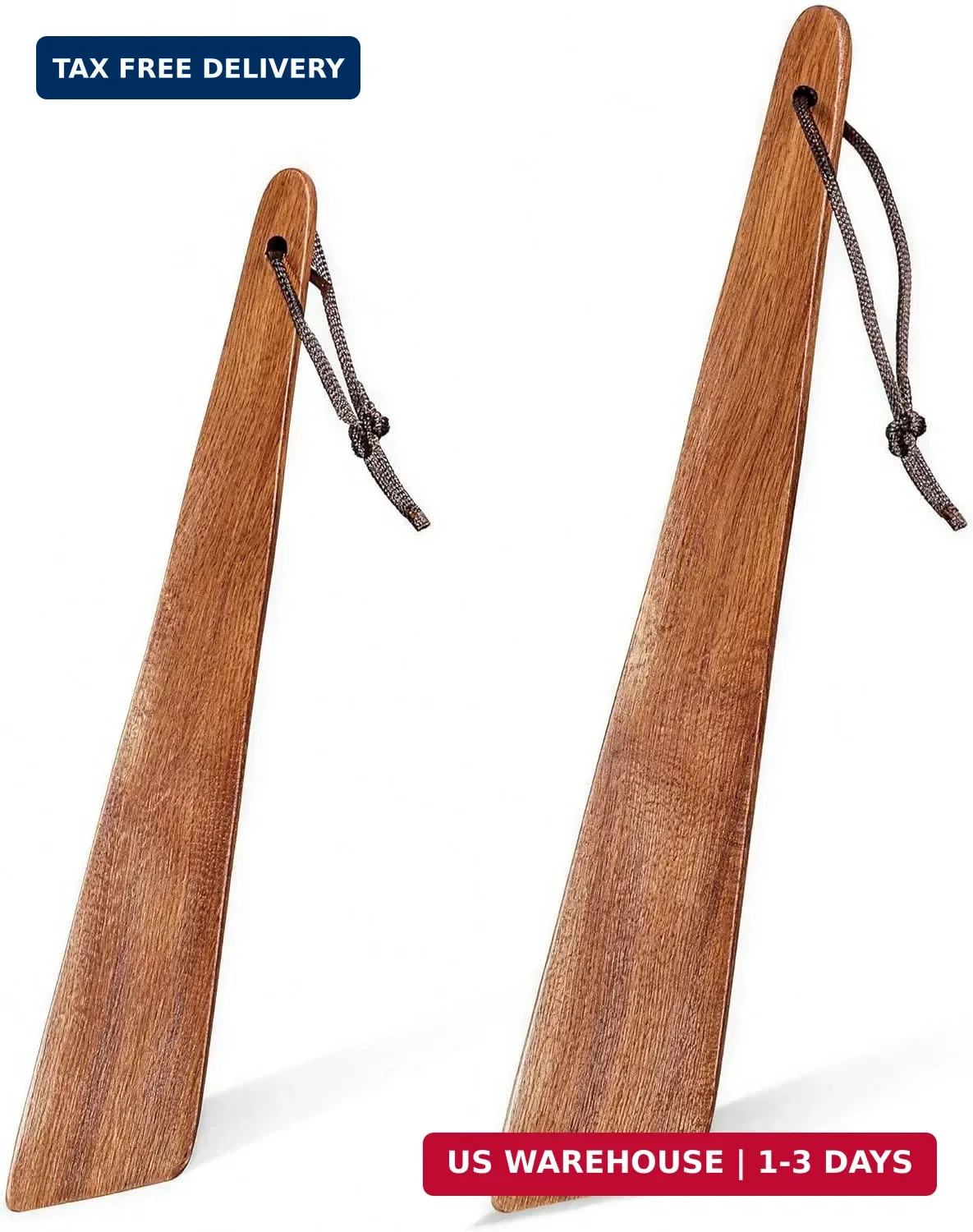Wooden Spatula Set of 2, Acacia Wood Cooking Utensils with Thin Angled Edge, Non