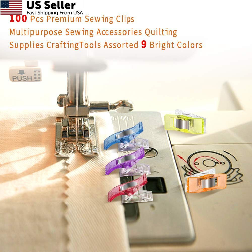 Sewing Clips with Tin Box, 100 Pcs Assorted 2.5x0.8x1.3 Centimeters,