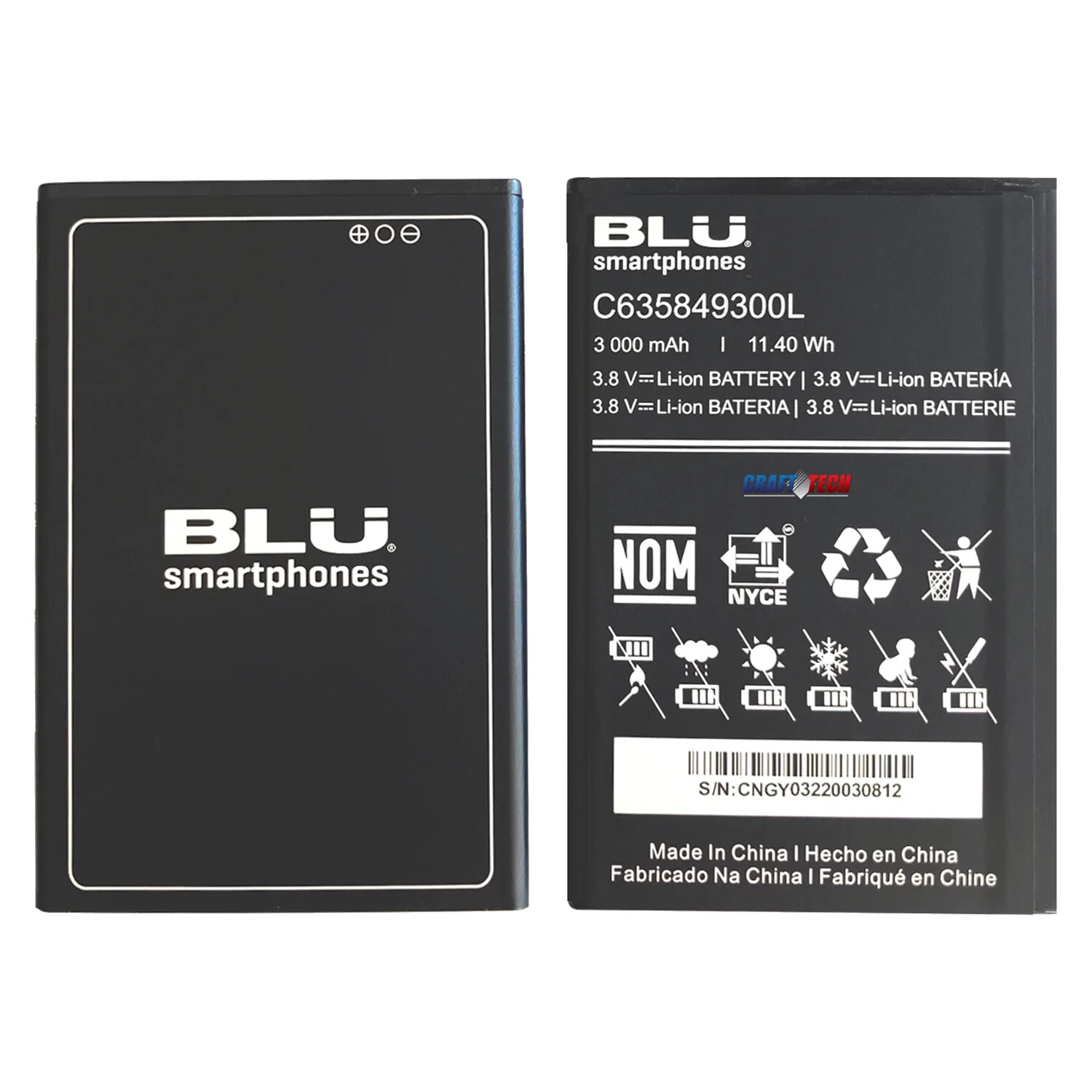 BLU Original OEM Cell Phone Battery C635849300L 3000mAh 11.40Wh For G51 G0490WW