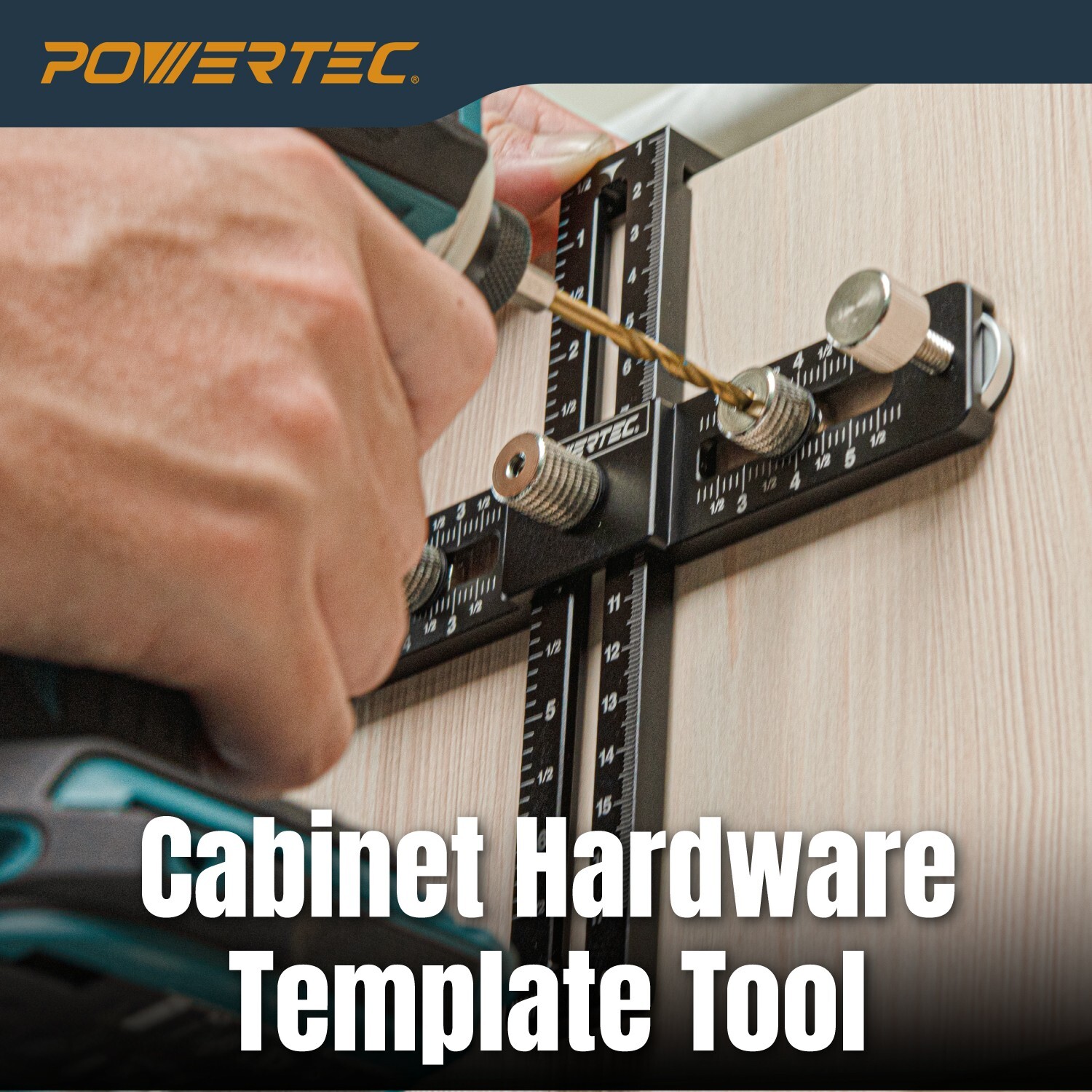 POWERTEC 72186 Cabinet Hardware Jig for Knobs, Handles & Pulls, 1PK