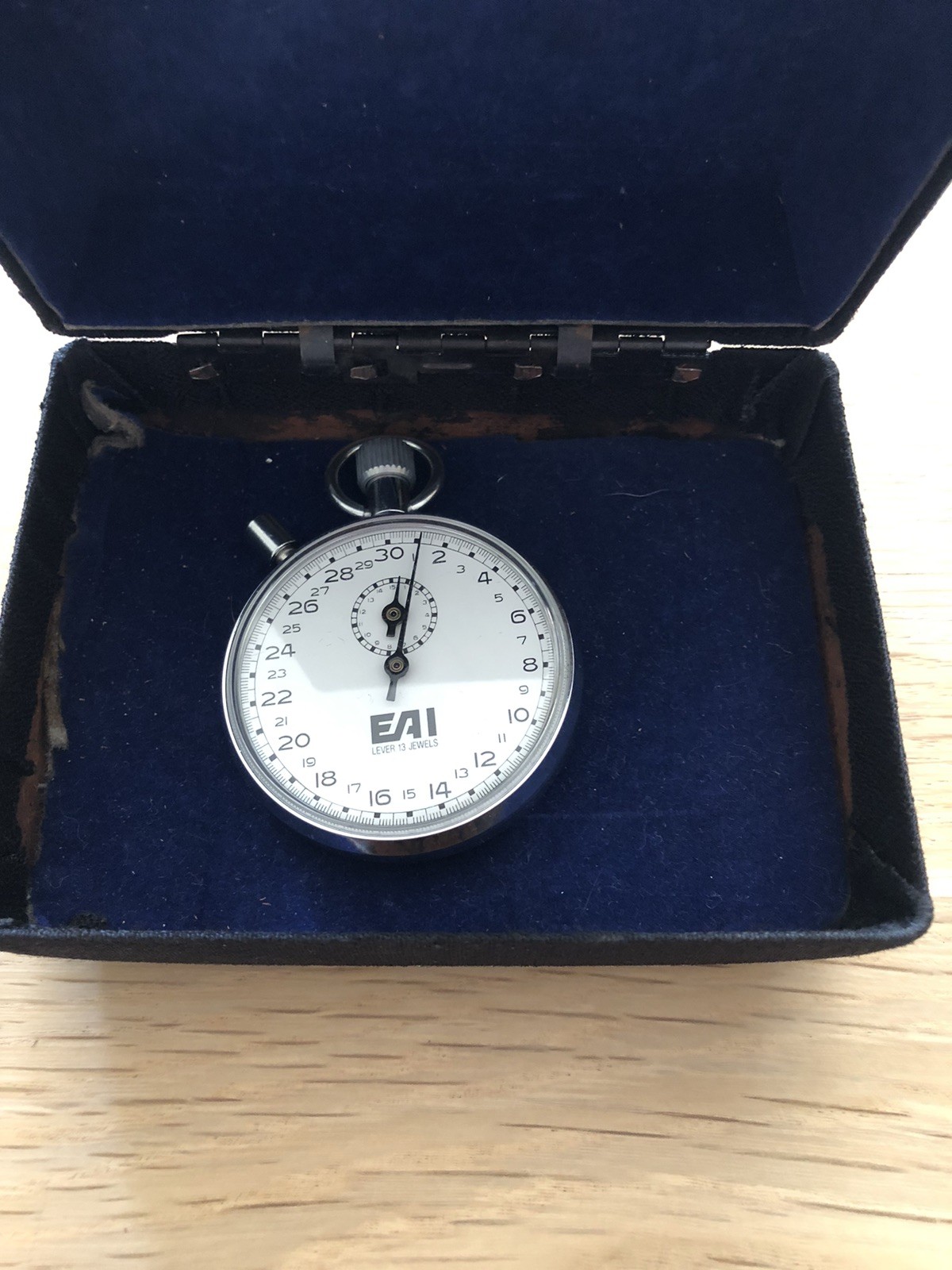 Vintage EAI 13 Jewel Stopwatch w/ Box EUC Tested Timer BI