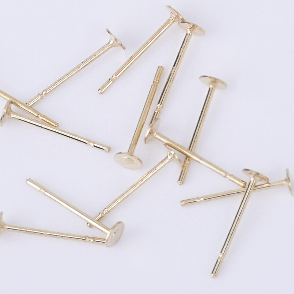 Stainless Steel Bezel Earring Studs Flat Pad Earring Posts with Ear Nut 50pcs