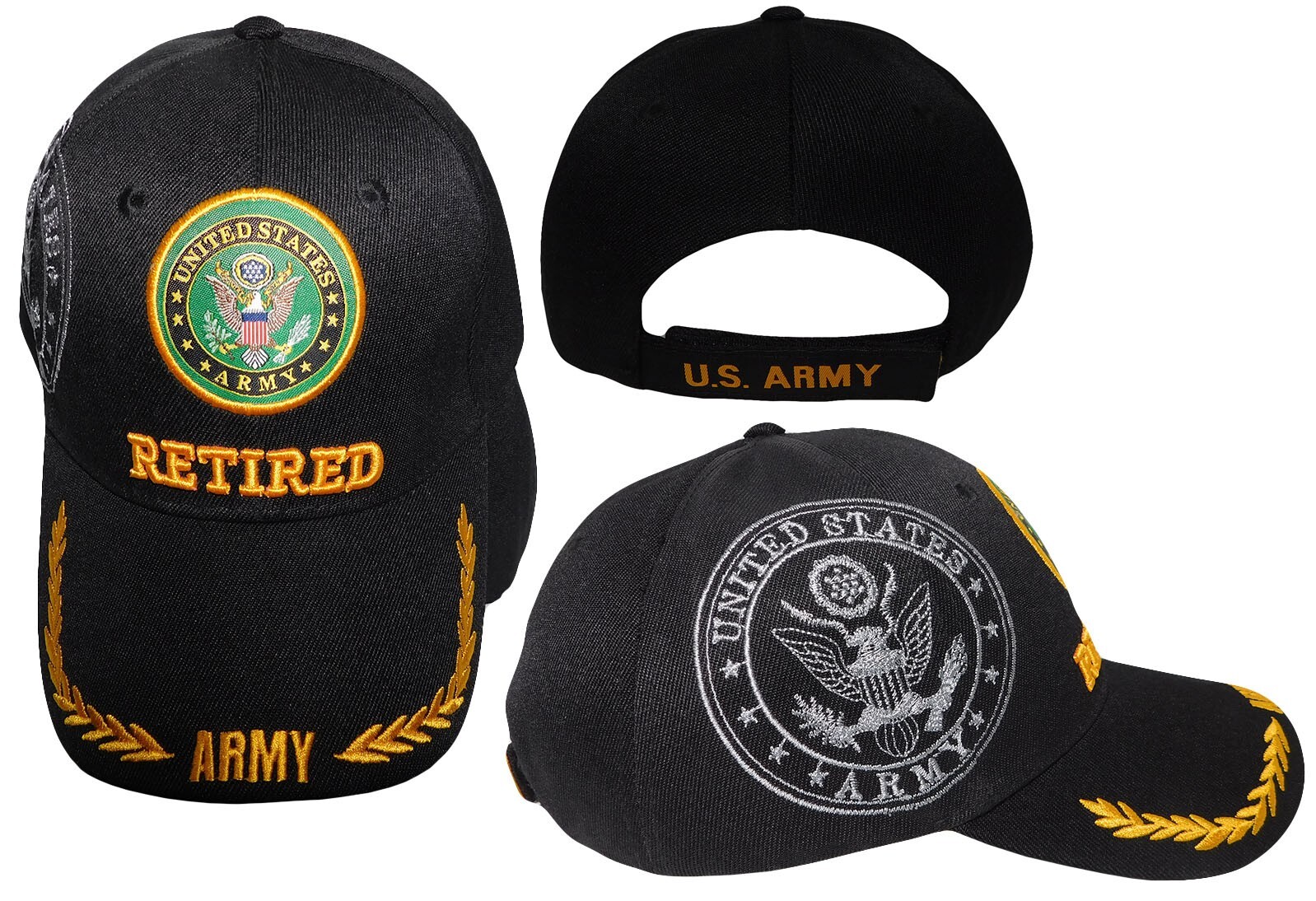 U.S. Army Retired Hat / Army Seal Black Baseball Cap (LICENSED)