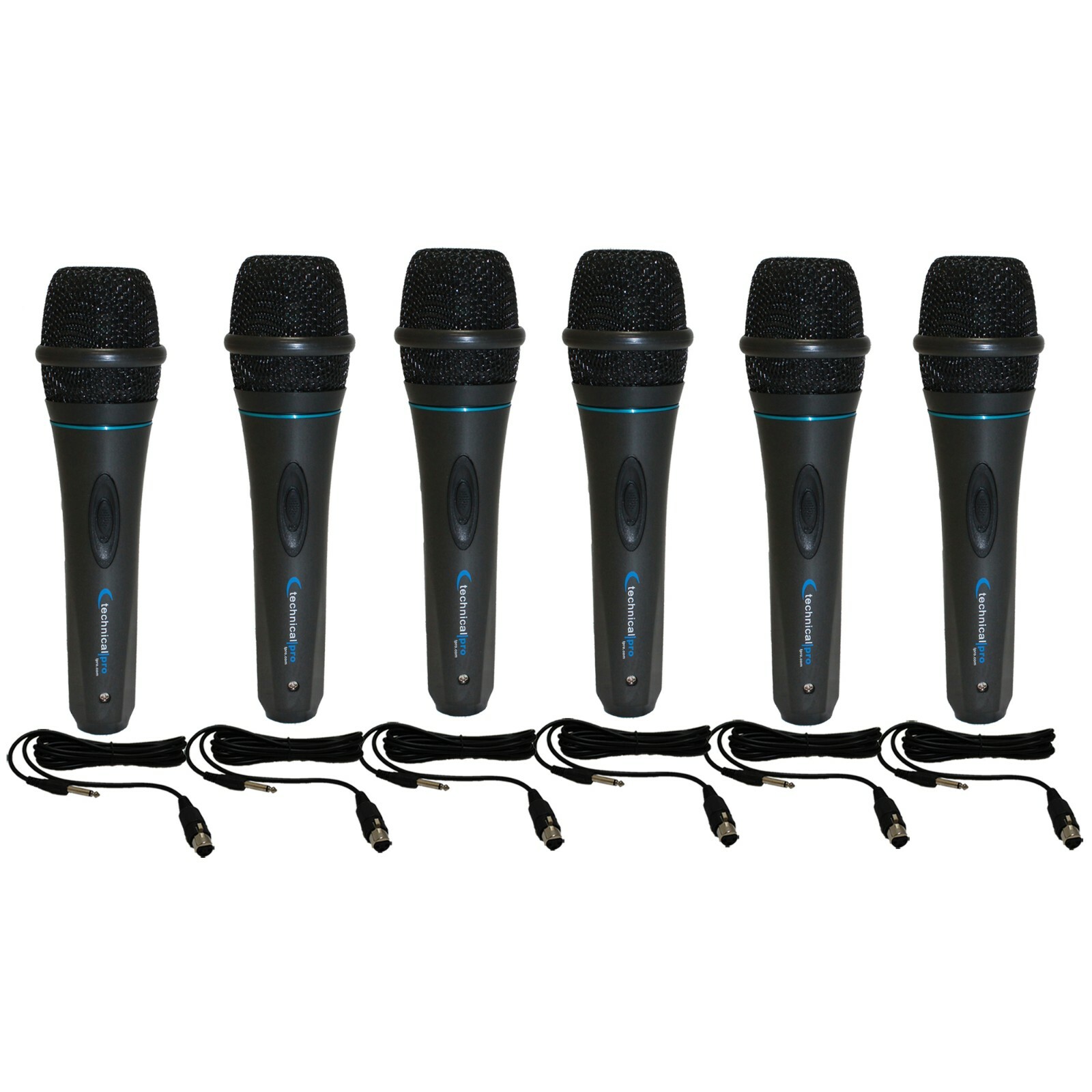Qty 6 Professional Portable Microphone with Digital Processing 10Ft Cable Wire