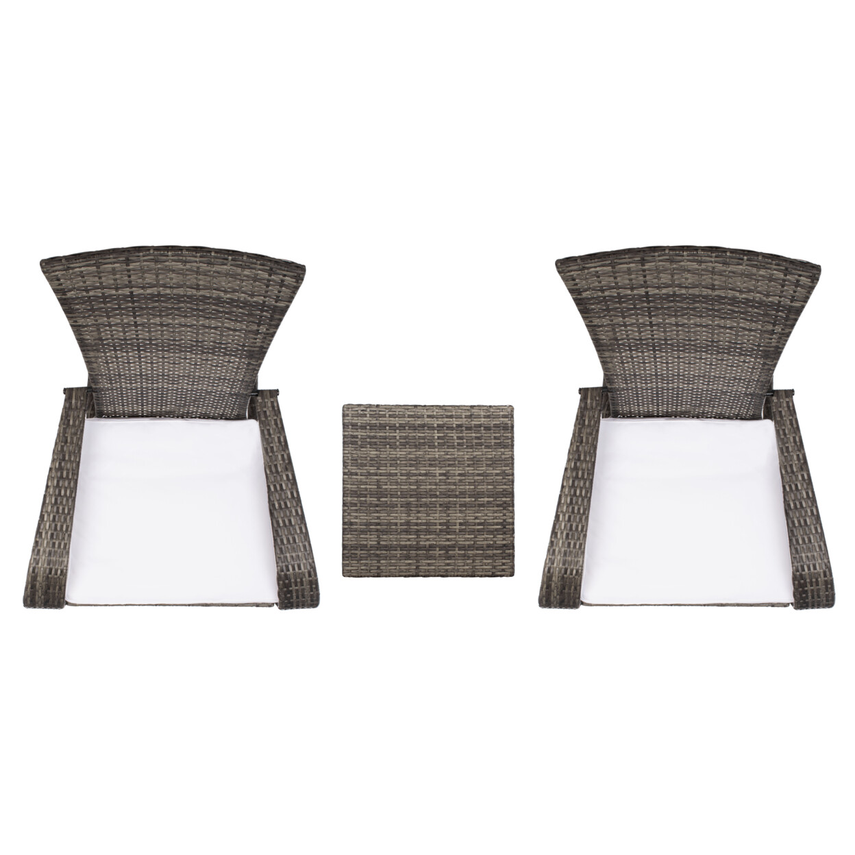SAFAVIEH Outdoor Collection Edna 3-Piece Lounge Set | Grey Brown/White Cushion |
