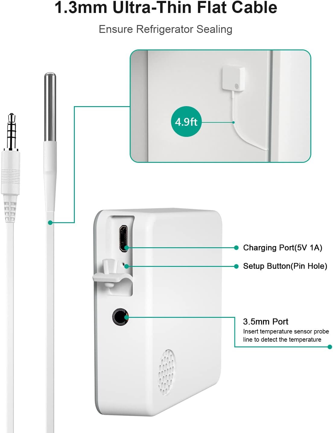 MOCREO Temperature Sensor with Waterproof External Probe, for Freezer with App A