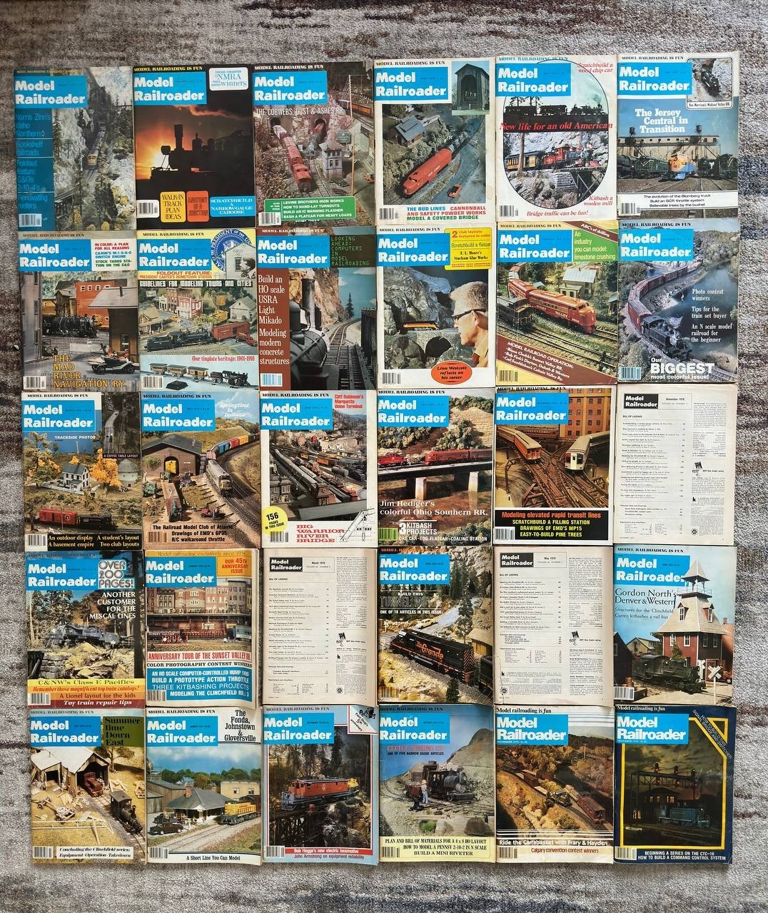 Lot of 30 Vintage Model Railroader Magazines 1977-1979 Trains HO Layout Railroad