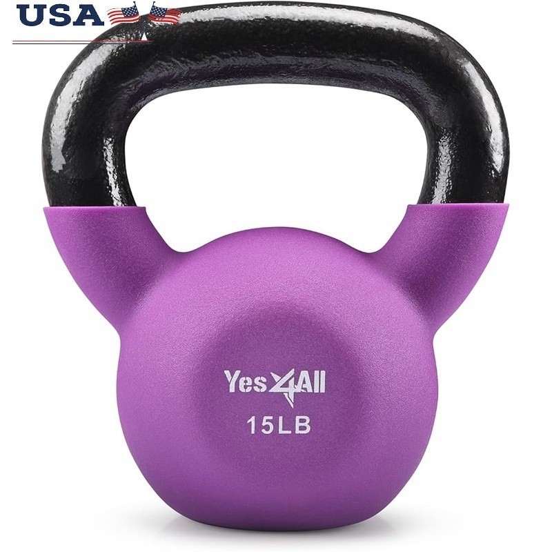 Solid Cast Iron Neoprene Kettlebell Weight Set Ergonomic Handle Fitness Training