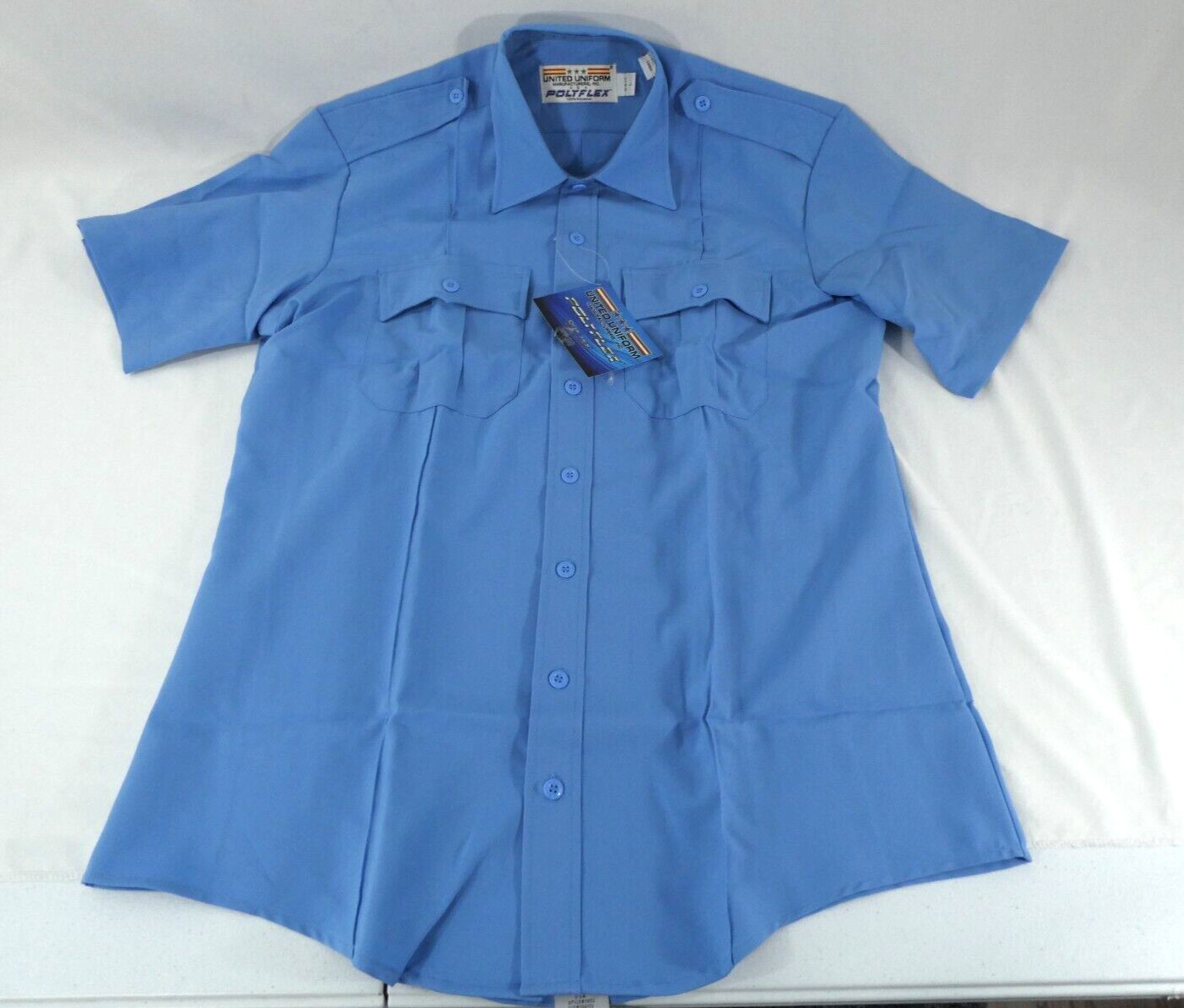 NEW UNITED Uniform MENS 11802 PROFLEX SIZE LARGE SHORT SLEEVE LIGHT BLUE