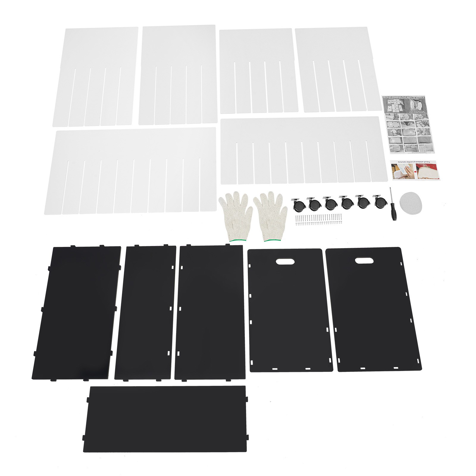 50-slot Blueprint Organizer Roll File Storage Holder Movable Roll File Cart SALE