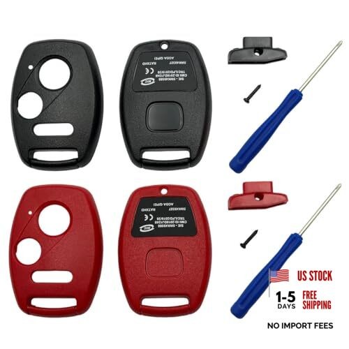 Replacement Key Fob Shell Case Fits for Honda Accord 3 Buttons Black+Red