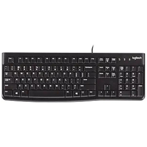 Logitech K120 Wired USB Keyboard Full Size Spill Resistant for PC Windows
