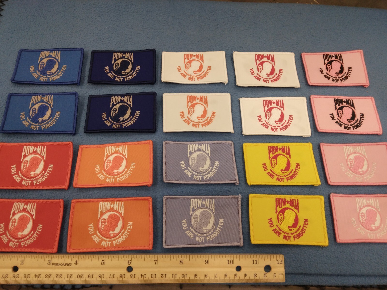 LOT OF 10 DIFFERENT PAIRS - POW-MIA MILITARY PATCHES - NEW HOOK BACK