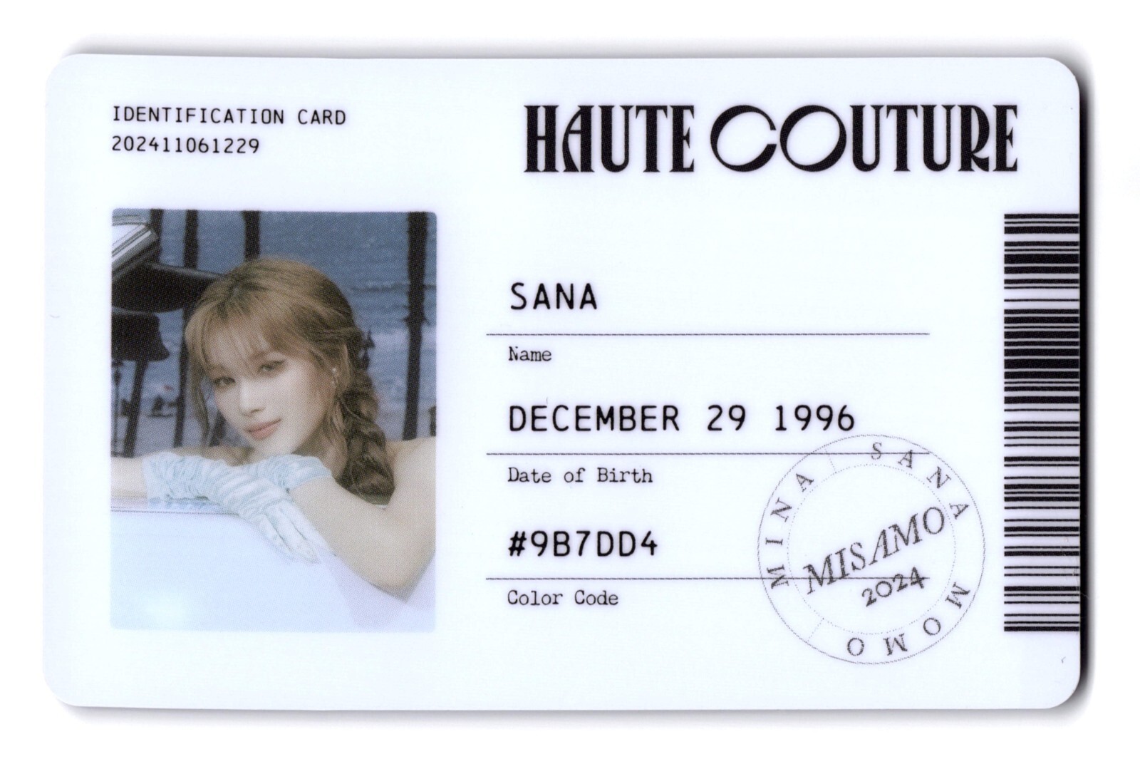 Twice Sana Photocard | MISAMO Haute Couture ID