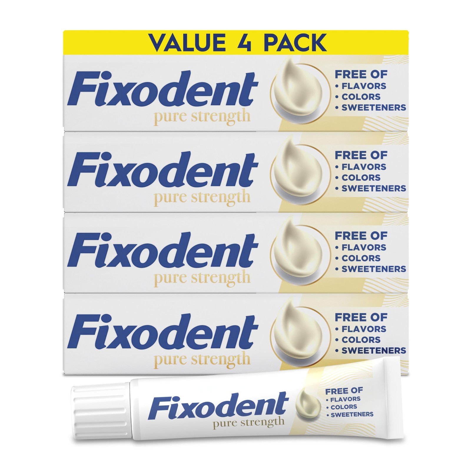 Pure Strength Secure Denture Adhesive 2.4oz Pack of 4
