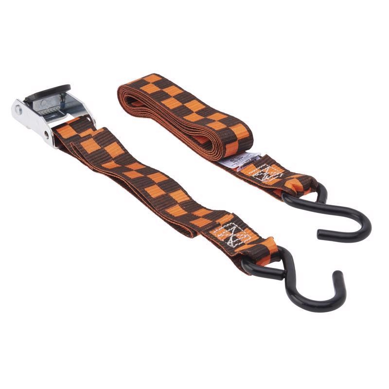 Keeper 1.25"x8' Black/Orange Tie Down Strap 400lb WLL 1200lb Break