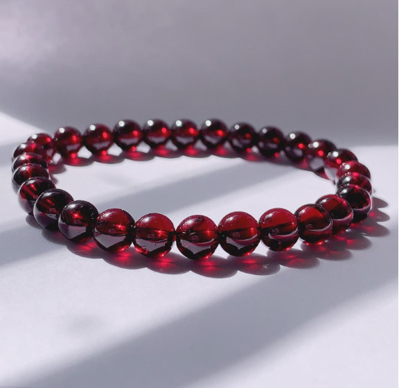 Original 5mm Red Garnet Bracelet, High Quality, Smooth, Round, Stretchable