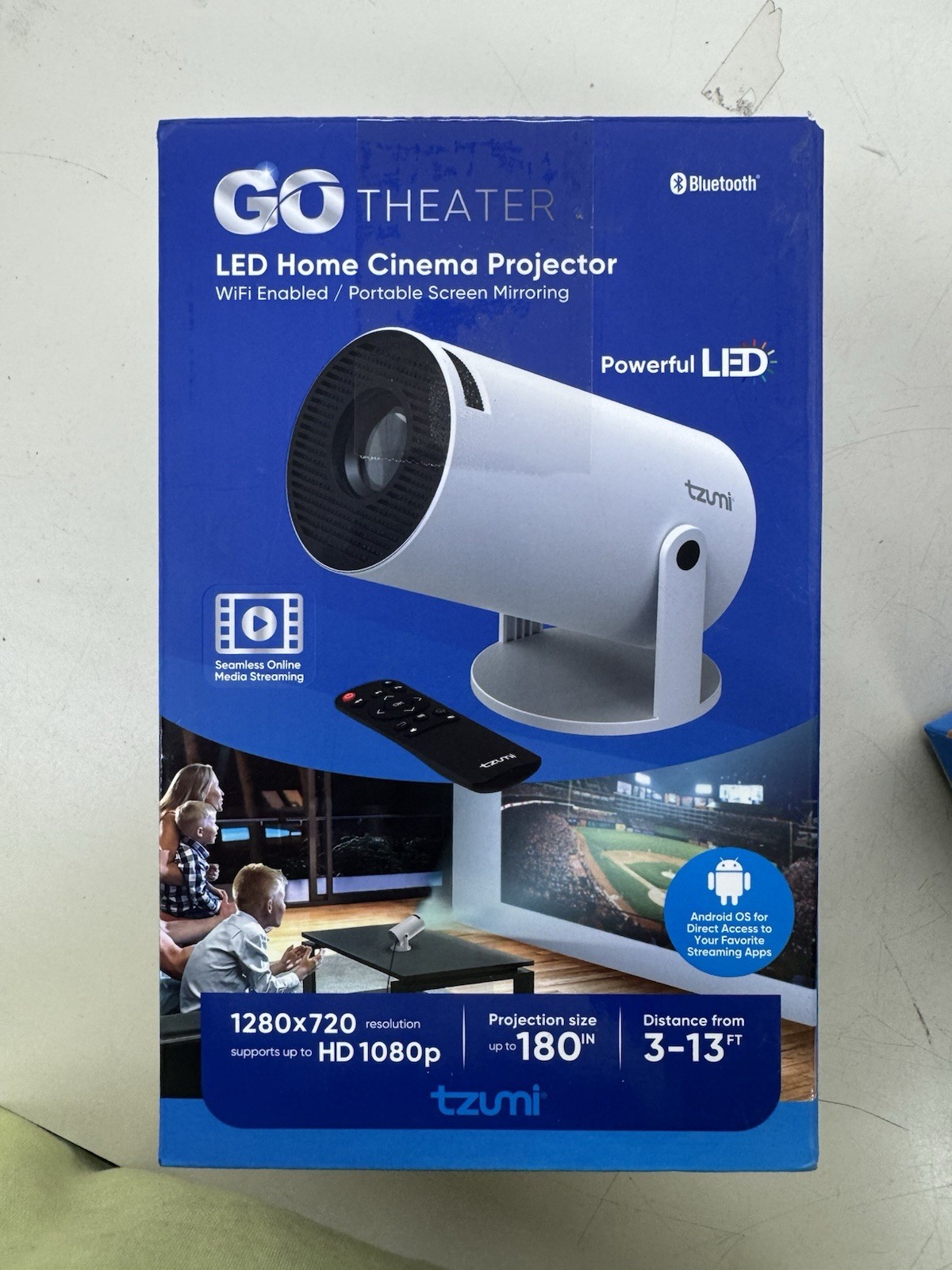 Go Theater LED Home Cinema Projector WiFi Enabled Portable Screen Mirroring 1080
