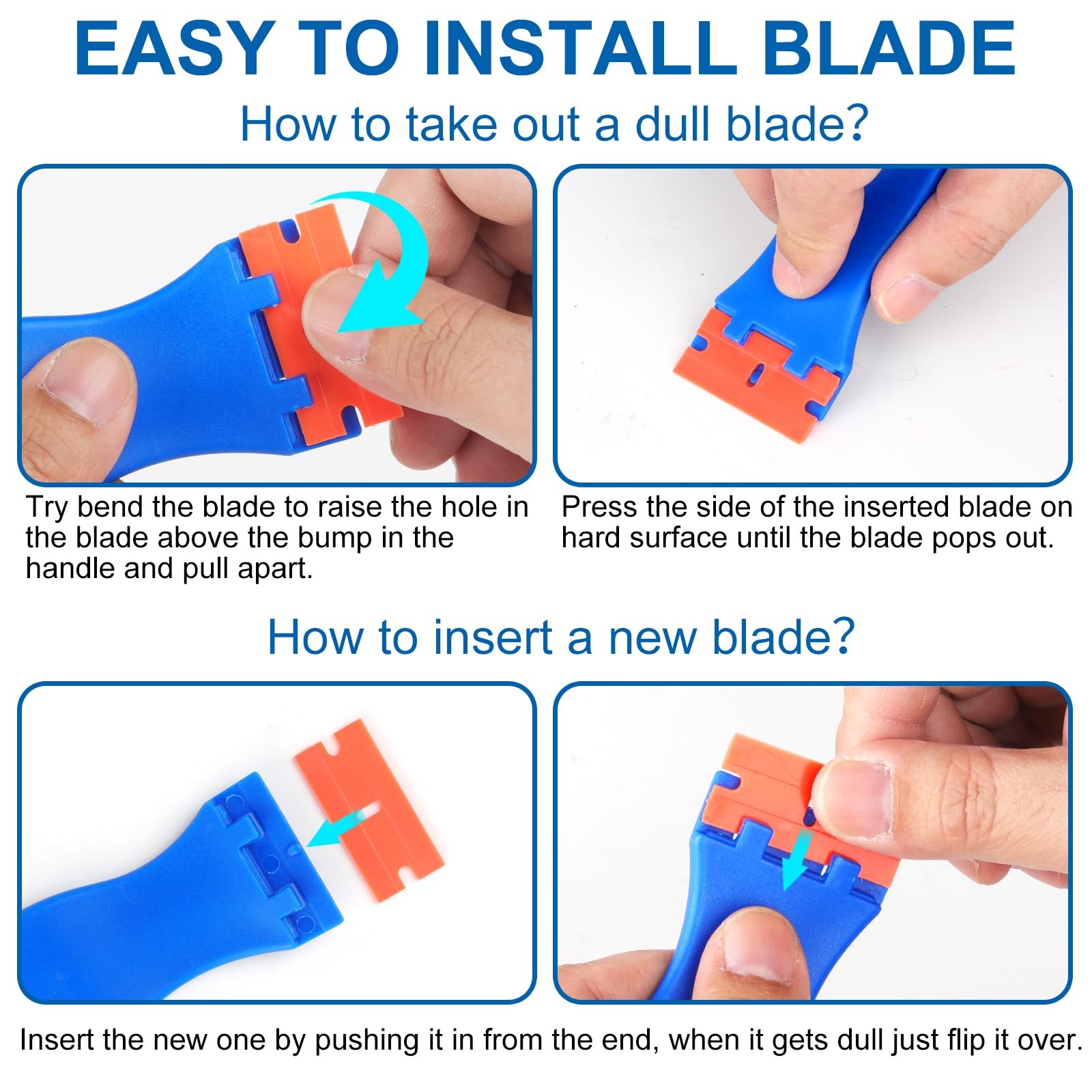 Plastic Razor Blade Scraper Tool, 2 Pcs with 20 Plastic...