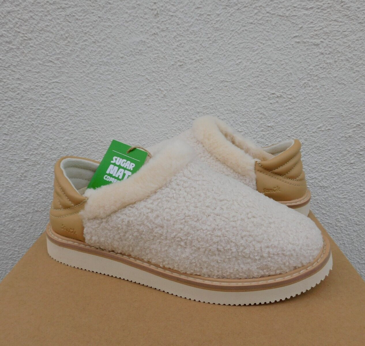SANUK COZY VIBE LOW SM SHEARLING FAUX FUR SLIPPER SHOES, WOMEN US 9/ EUR 40 ~NEW