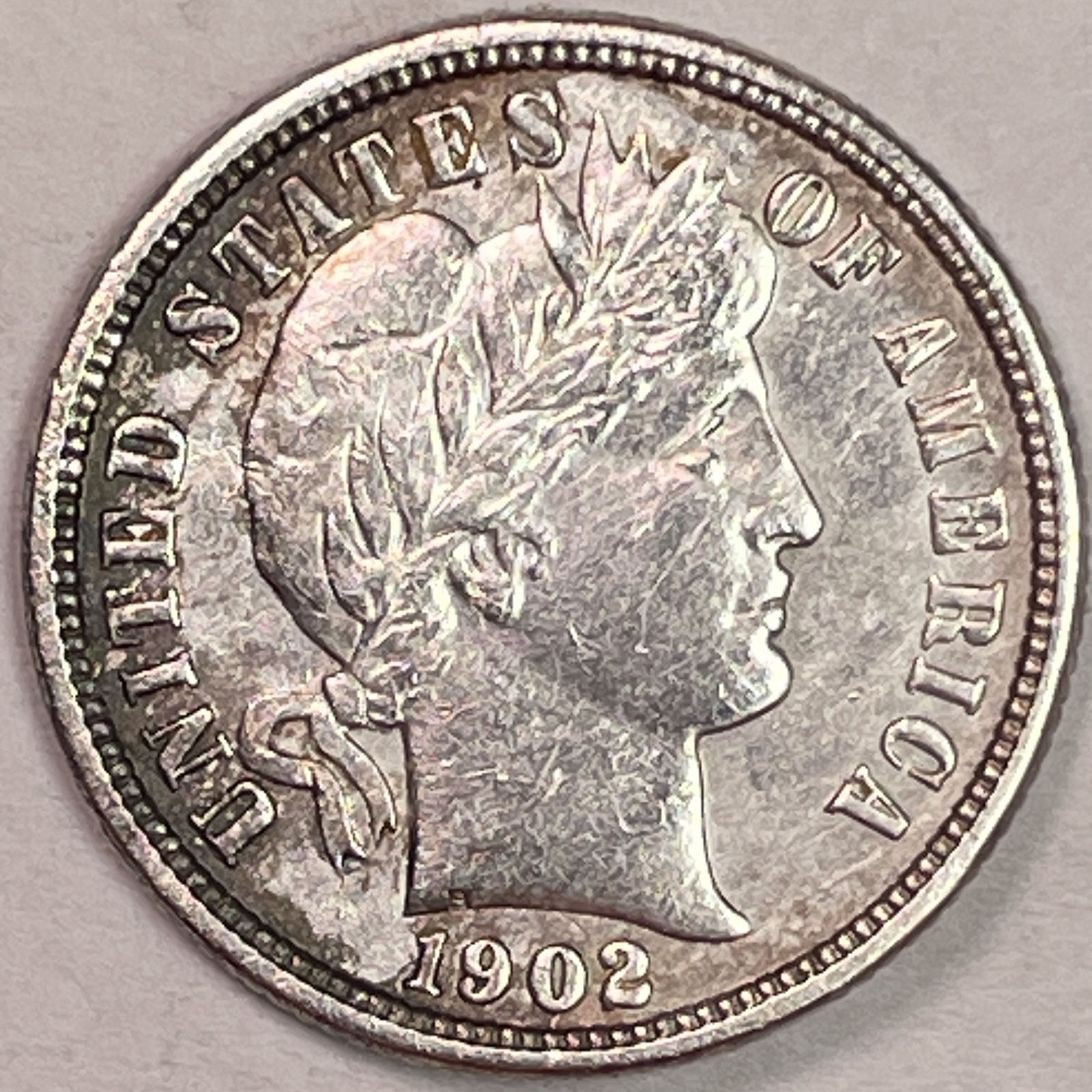 1902-O Barber Silver Dime Choice Almost Uncirculated AU+ Coin #15654