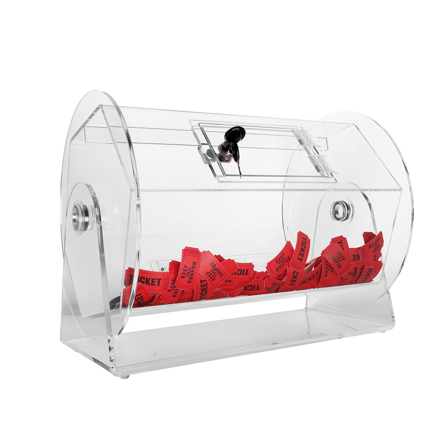 Medium Acrylic Raffle Ticket Drum. Lottery Bingo Cage - Holds 5000 Tickets